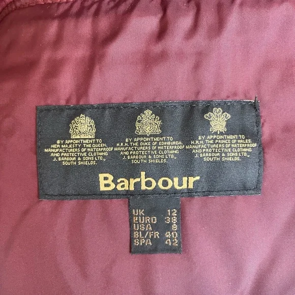 Women’s Barbour Quilted Jacket - Size 8 - Maroon - Like New Condition - Picture 4 of 5